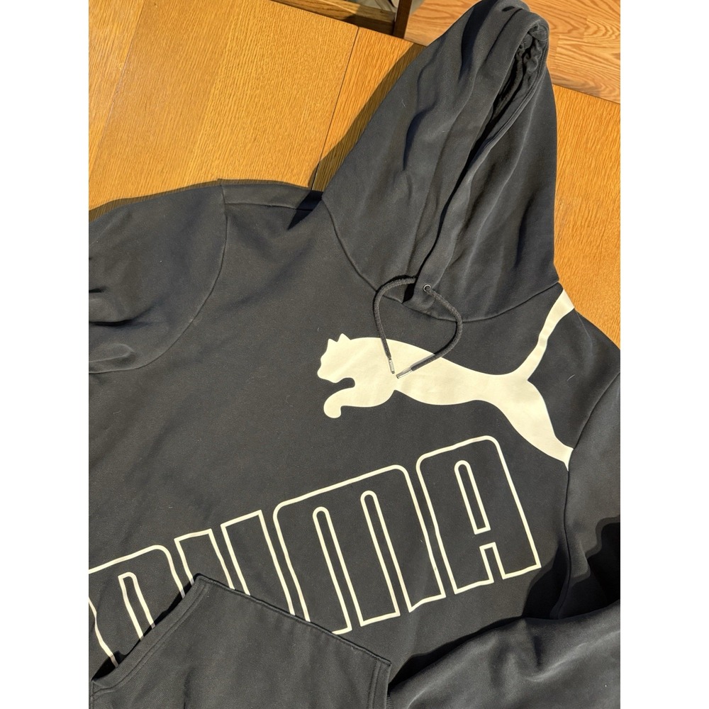 Puma Men's 3XLT Black Hoodie Big Logo Spell Out Pullover Sweatshirt EUC